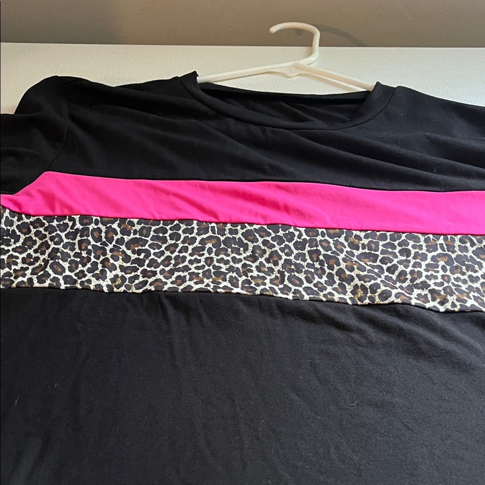Black and Pink Leopard Print Top